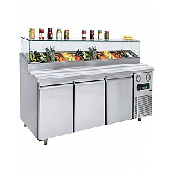 Pizza table with three doors and cooling section 210x80 - GM