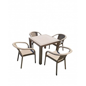 Baštenski set Cane (Sto 90x90 + 4 stolice) - Bež 1