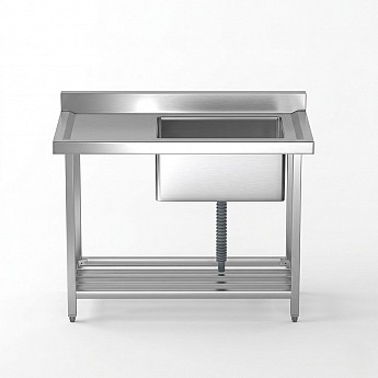 Inox sudopera sa jednim koritom i radnom povrsinom 1400x700x850mm 1