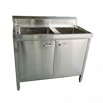 Inox sudopera sa dva korita i kabinetom 1400x700x850mm 1