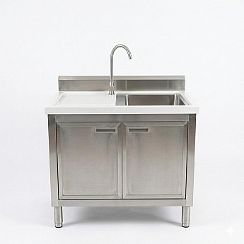 Inox sudopera sa radnom površinom i kabinetom 1400x700x850mm 1