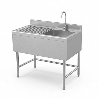 Inox sudopera sa jednim koritom i radnom površinom 1140x700x850mm 1